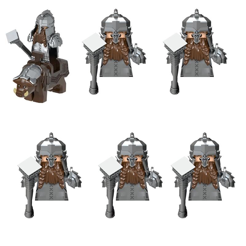 MOC Medieval Military Building Blocks Elven Warrior Orc Rohan Gondor Knight Character Set Animal Army Weapon Bow Crossbow Toy