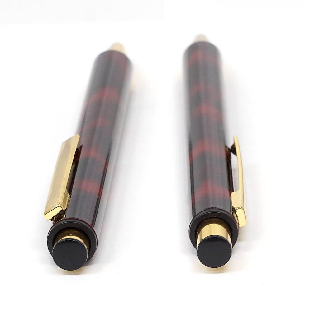 Slim Cowhide Pencil Case Black Red Set NQ30 Thick Shaft Metal Straight Knock Ballpoint Pen Marble ASBR-NQ30B-M