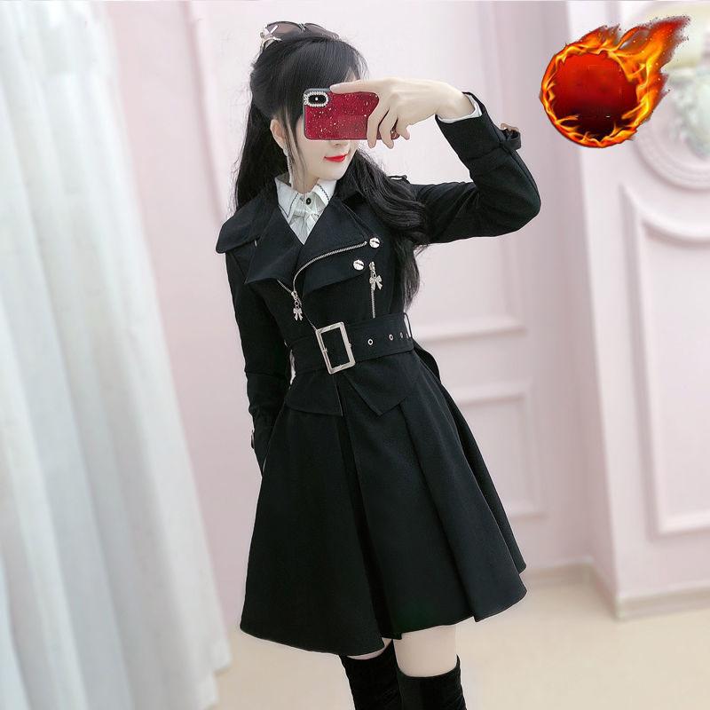 Женский Тренч Весна Осень Зима Ветровка Британское Пальто Тонкий Однотонный Пальто