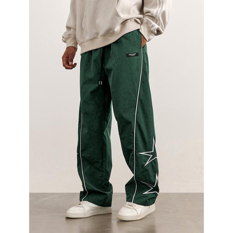 Спортивные брюки мужские весенне-летние новые вышитые повседневные брюки ретро свободные прямые брюки 0
