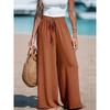 Solid Color Elastic Waistband Tied Pants Pure Color Elastic Waist Tie Pants Female
