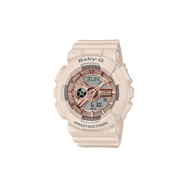 Casio BABY-G серия BABY-G водонепроницаемость 100 метров кварцевый механизм ремешок из смолы японские и корейские часы женские часы серый циферблат BA-110CP-4APR