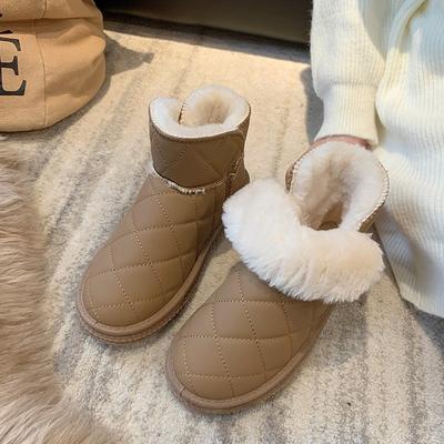 2024 осень/зима женская мода тренд новые повседневные однотонные теплые хлопковые ботинки без застежек обувь для женщин