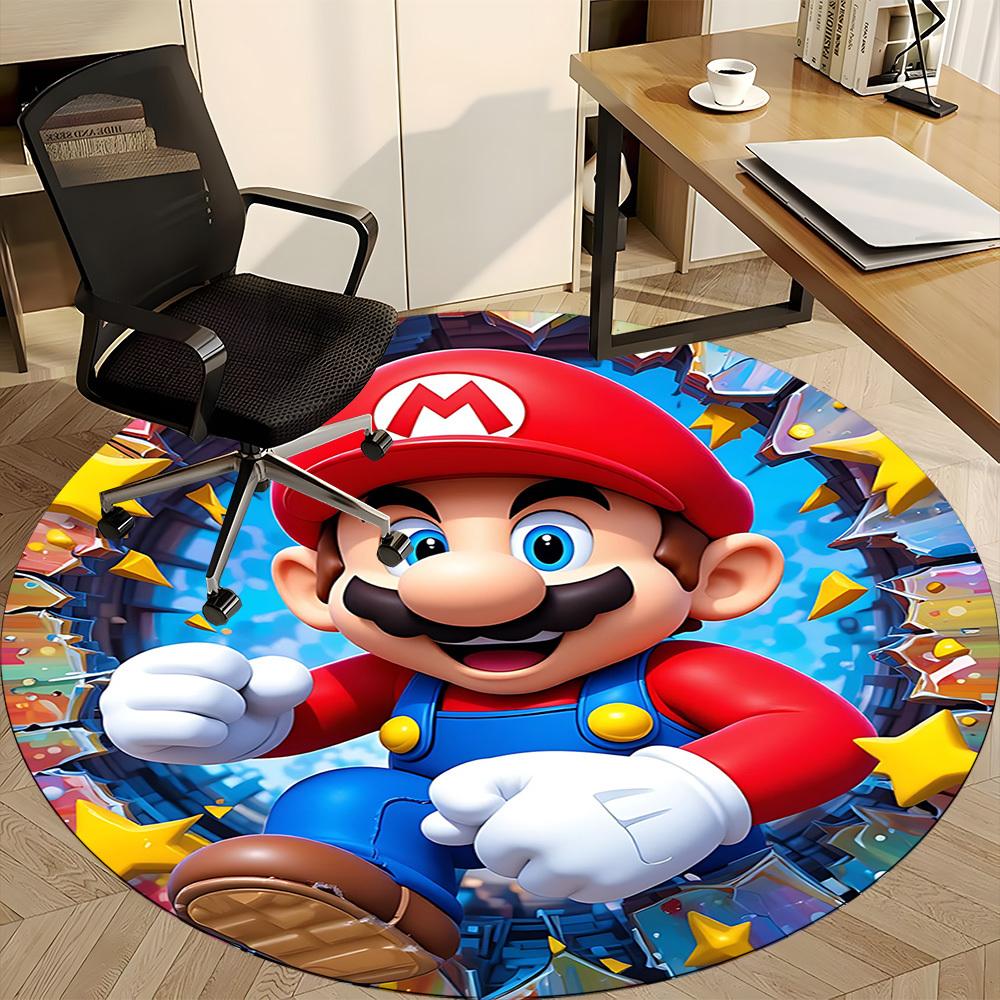 1 шт. Круглый ковер для офиса Mario Adventure, под офисные стулья, спальня, гостиная, декор для дома a1022259