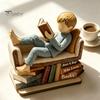 Персонализированное украшение для книголюба, женщина, читающая, деревянная табличка, статуэтка «Просто девушка/мальчик, который любит», для уникального книжного червя, настенное искусство, полка, стол, литературное