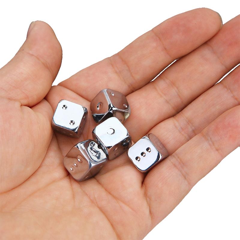 5 шт./1 комплект Металлические кубики Золотой/Серебряный/Бронзовый Забавные игровые кубики Шестигранные Решающие Настольные игры Аксессуары 13 мм