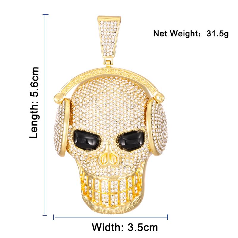 Винтажные хип-хоп панк Cz Ice Out череп ожерелья для женщин мужчин рок крутой властный кулон в виде скелета ожерелье ювелирные изделия в стиле бохо