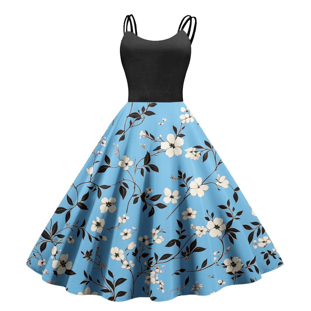 Women's Casual Fashion Print Sexy Off Shoulder Punk Retro Dress Retro Dress Dress