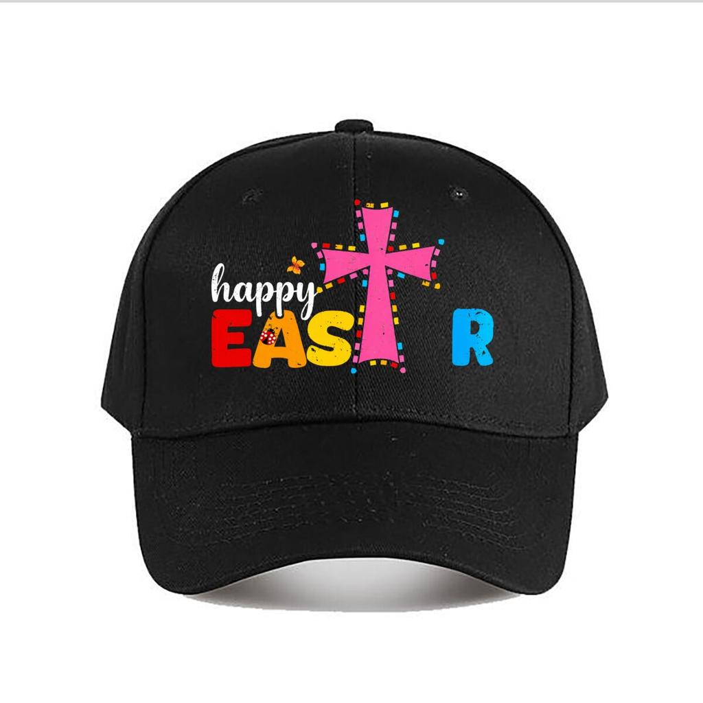 Happy Easter Colorful Cross Baseball Cap Fashion Unisex Sunhat Womens Outdoor Sports