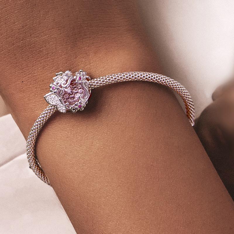 BAMOER Стерлингового Серебра 925 Пробы Красивая Бабочка Розовый Циркон Бусины Подвески Подходит Серебряный Браслет Изящные Ювелирные Изделия Подарок На Вечеринку