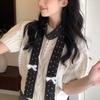 Harajuku Bow Wool Shawl Polka Dot Long Narrow Scarves Sweet Knitted Scarf  Autumn/Winter