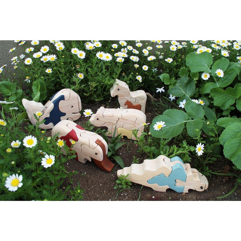 3D Wooden Puzzle - Japanese Hinoki Wood - bear family