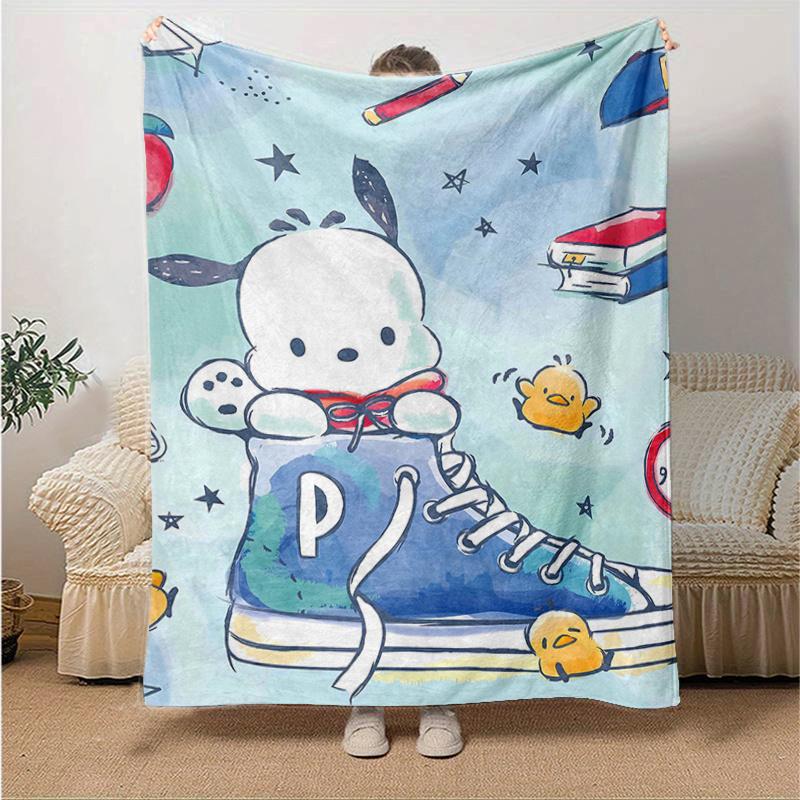 1pc Fashion Pochacco Blanket, Perfect for Home Decor, Gift Idea, Seasonal Use, Living Room, Travel, Camping, Car Blankets, Beach, Office Naps.H023