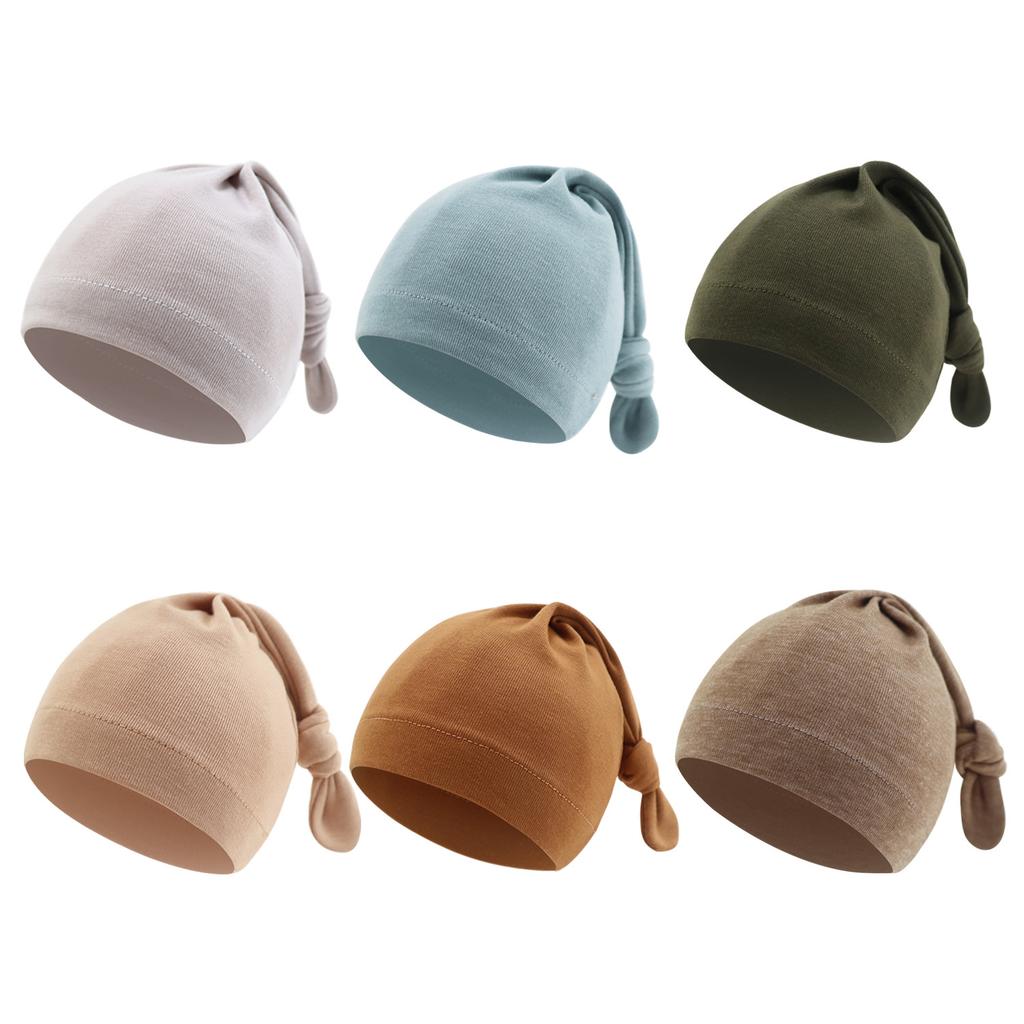 Unisex Soft Cotton Baby Hat with Tail Design & Pacifier Holder, Breathable Adjustable Newborn Cap for 0-12 Months, Spring Autumn Infant Headwear