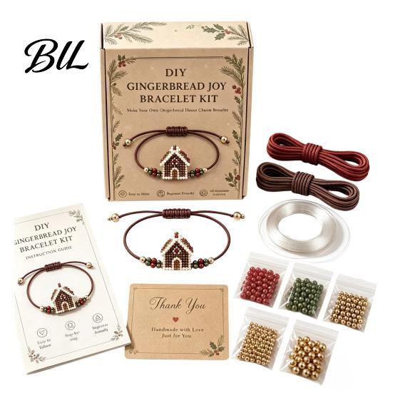 Plastic Beads for Crafts DIY Christmas Beaded Bracelet Making Kit, Holiday Handmade Jewelry Craft Supplies, Xmas Beading Kit Adults Bead Adults, Kids,