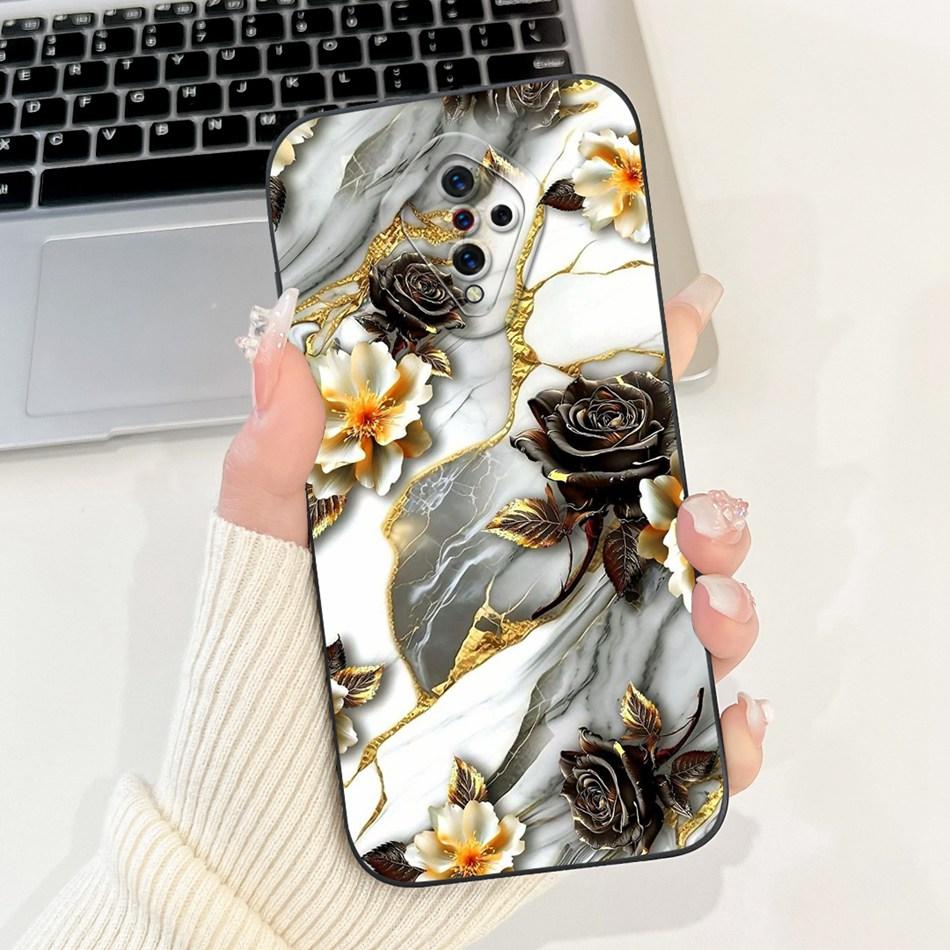 For Vivo S1 Pro (1920) / S1 (1907) Beautiful Bow Rose Painting Phone Case For Vivo S1 S1Pro Soft Silicone Shockproof Cases