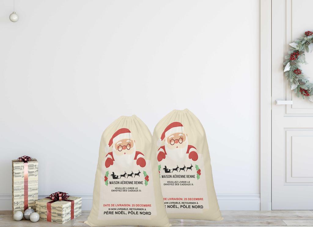 Printtoo Упаковка из 2 специальных рождественских мешков с завязками, очень большого размера, для многоразового хранения рождественских подарков, 27x20 дюймов