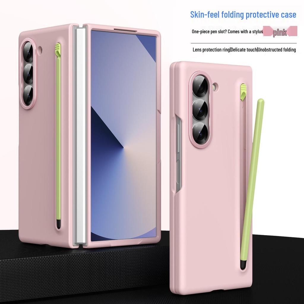 Чехол для Samsung Z Fold7/6: Совместимость с трансграничным использованием, Складной экран, Однотонный, Дизайн с ощущением кожи и держателем для стилуса
