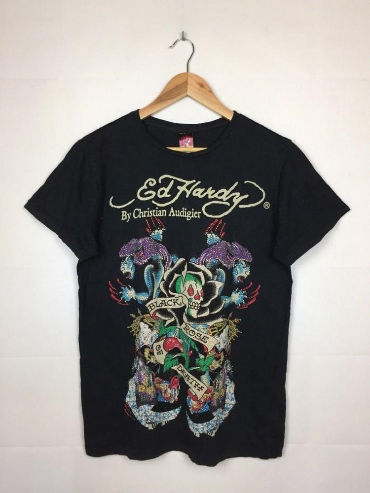 Рубашка Ed Hardy от Christian Audigier, Подарок для фаната, Унисекс футболка, Репринт KH4862, Унисекс футболка
