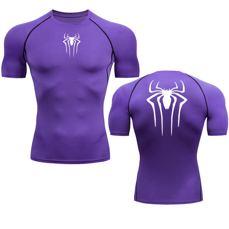 Printed Men's Athletic Compression Shirts Athletic Quick Dry Breathable Rash Guard Athletic Tight Workout Tops Summer Men