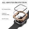 Сверкающий Чехол со стеклом для Apple Watch 44 45мм 41мм 40 42мм 44мм Алмазный бампер+Защитное стекло для Серии 11 10 9 8 7 5 6 SE