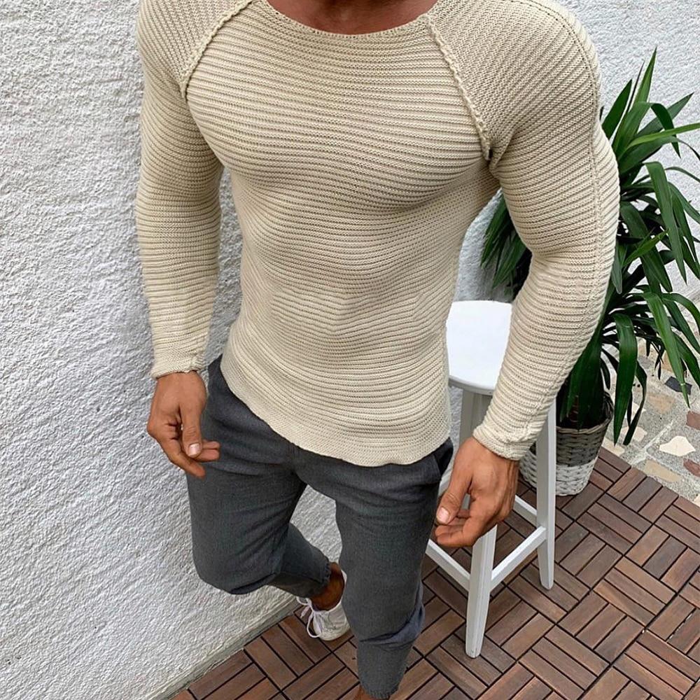 Sweater Spring Slim Solid Fashion Inside Underwear Men Mock Neck Basic T-shirt Blouse Pullover Long Sleeve Top