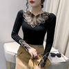 Embroidery Lace Black Blouse Fashion Women 2023 Autumn Long Sleeve Shirt Floral Long Sleeve Tops Female Elegant Blusas 29433