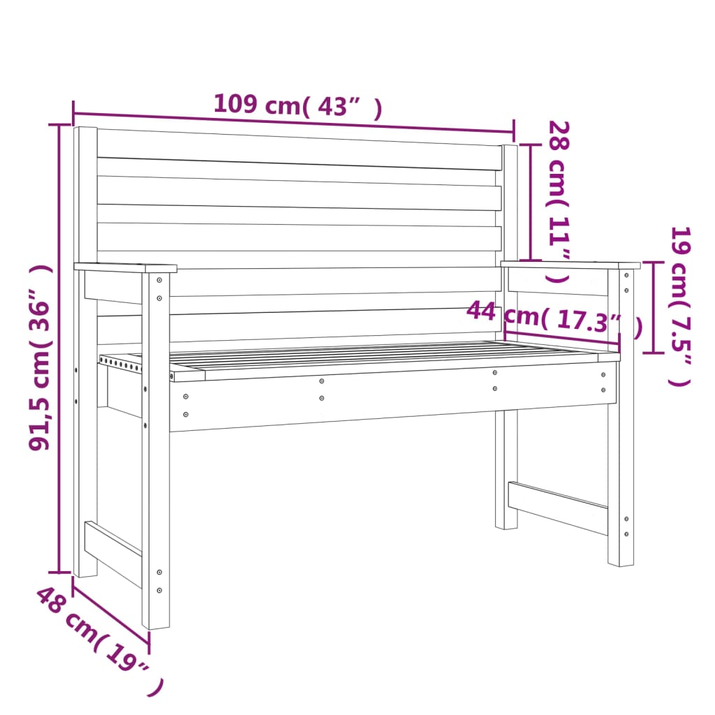 Garden Bench 109 x 48 x 91.5 cm Solid Douglas Fir Wood