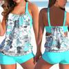 2 Pcs/Set Swimming Top Shorts Set Plus Size Conservative Leopard Print