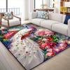 Golden Diamond Velvet Plush Area Mat Luxurious Peacock Floral Design Anti Slip Bottom Machine Washable Bedroom Dorm Living Room