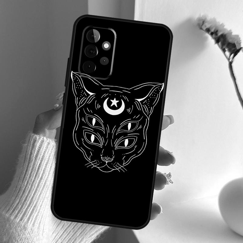 Moon Tarot Witch Cat Case For Samsung Galaxy A55 A15 A35 A56 A06 A16 A26 A36 A32 A52 A13 A33 A53 A14 A34 A54 A17