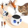 ORSDA Cat Ball Toy, Automatic Bird-Shaped Cat Ball, USB Charging, Interactive Cat Ball Toy with Two Feathered Tails, 4 Modes of Sound and Touch