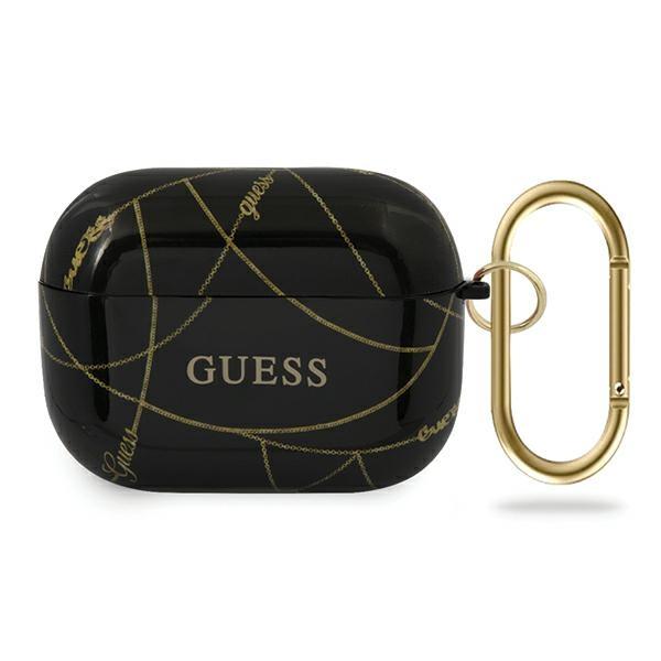 Etui do AirPods Pro Guess Gold Chain Collection Czarne
