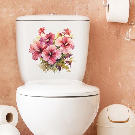 Наклейка на унитаз яркий цвет изысканный цветочный узор наклейка на крышку унитаза для украшения ванной комнаты дома