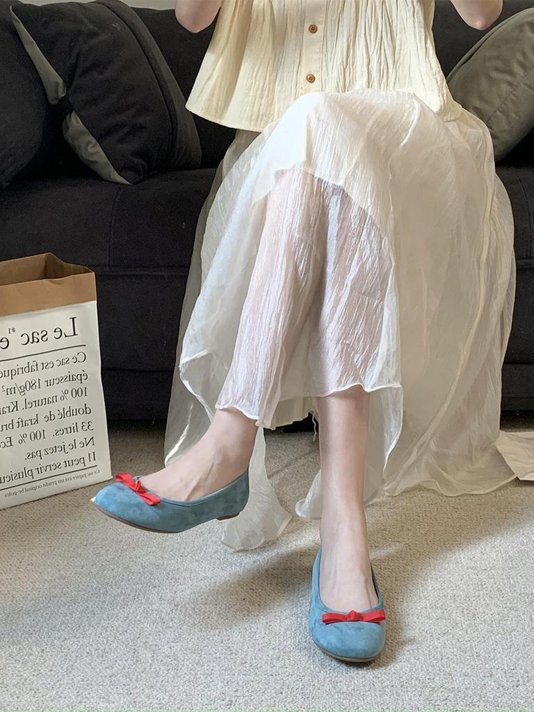 French Bow Ballet Shoes Fairy Style Versatile Flat Shoes Round Head Gentle Evening Summer New