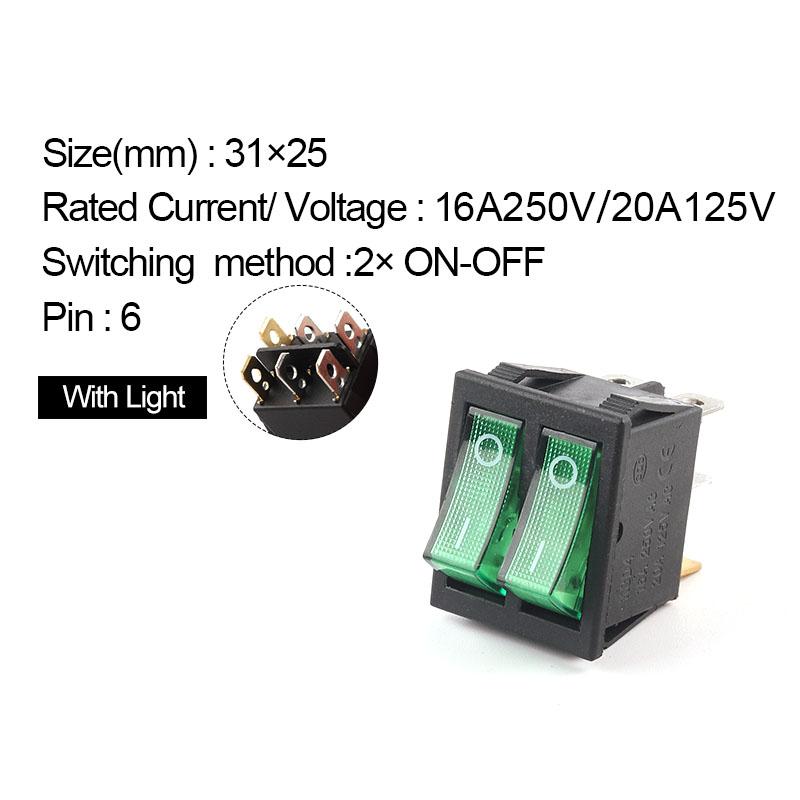 1 шт. двойной кнопочный переключатель света 31*25 мм 6-контактный 2/3-позиционный переключатель питания лодки ВКЛ-ВЫКЛ/ВКЛ-ВЫКЛ-ВКЛ 16A/250V 20A/125V KCD4