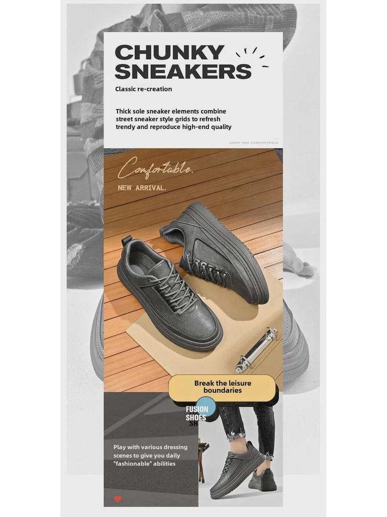 Мужские кроссовки на шнуровке из натуральной кожи с нескользящей подошвой 2024 года