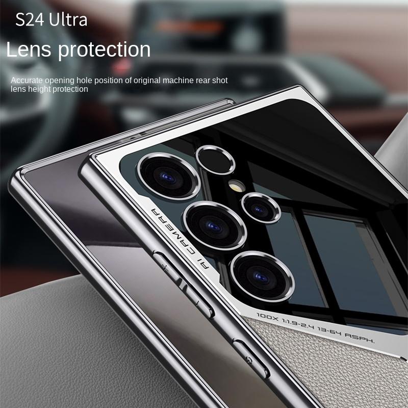 Чехол для телефона S25 S24 Ultra из гальванизированной кожи для Samsung Galaxy S25 S24 S23 Ultra 5G, противоударный защитный чехол из ПК+ТПУ