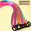 6Pcs Multi-Strand Design Rainbow Long Straight Braid Hair Synthetic Hair Extensions  Cosplay