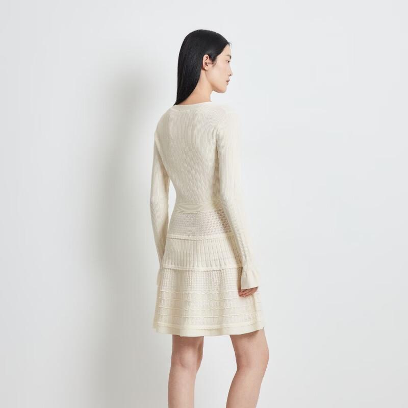 VEROMODA Wool Blend V-Neck Knit Dress with Decorative Buttons