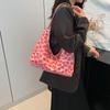 Spacious Retro Canvas Tote Bag For Women In Pink White Brown Fashion Colors