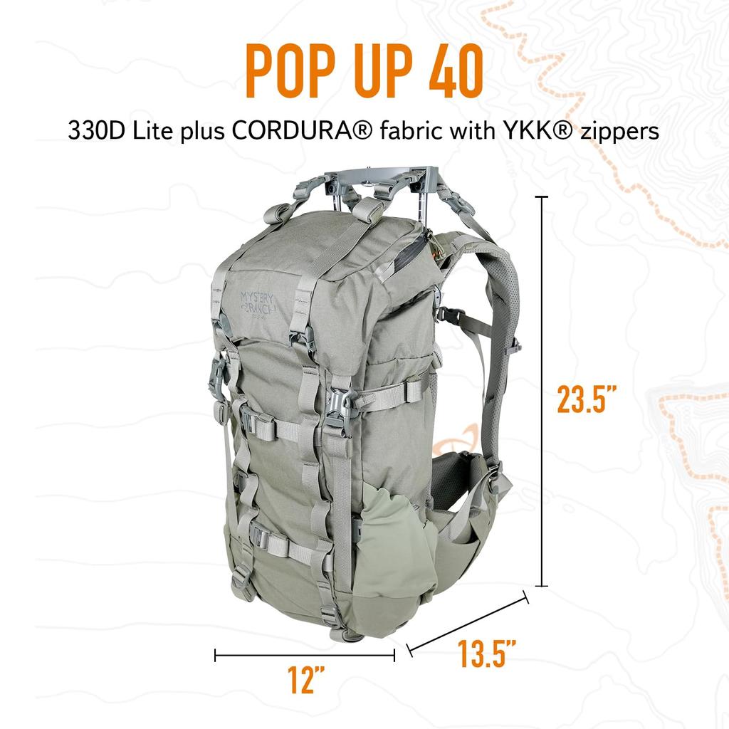Mystery Ranch 40 Hunting Backpack Weatherproof Daypack Travel Hiking Outdoor Camping Outdoor Backpacking Climbing Pop-up 40L, Foliage, 2XL,
