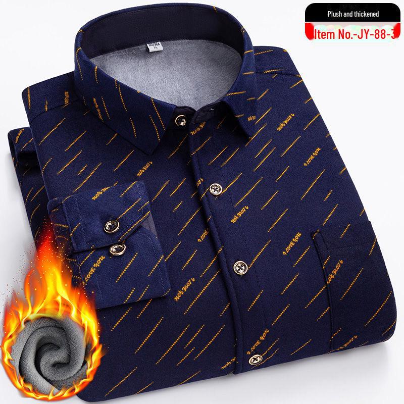 Men's Elastic Non-Iron Plaid Shirt - Warm, Thickened, Long-Sleeved for Casual or Business Wear In Autumn and Winter.