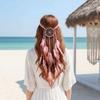Изящная crocheted лента Бохо с кисточками для волос Племенные перья для наращивания волос Наряд для островного отдыха