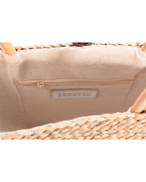 Sac en paille - Scooter - Chocolat - 100% Paille - Doublure 100% Lin - Femme