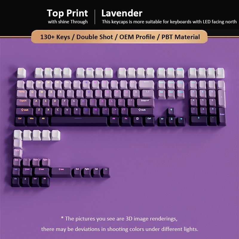 126 Keys Black Custom Double Shot Shine Through Keycaps RGB Backlit PBT Keycaps Cherry Profile for MX Switches Gaming Keyboard