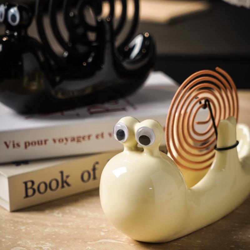 ZISIZ Ceramic Snail Mosquito Coil Holder with Ash Tray
