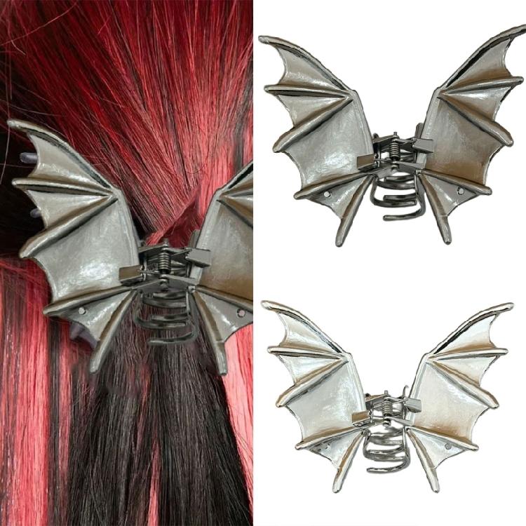 Punk Bat Shape Design Hair Clip Large Metal Hair Claw Halloween Costume Event Hairstyle Accessory Women Party Headwear