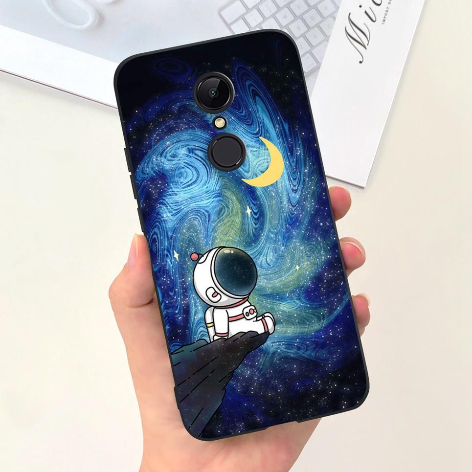 Чехол для Xiaomi Redmi 5 5a 5 Plus Астронавт Черный Луна Полночь Узор Мягкий ТПУ Силикон Fundas Для Redmi5 5Plus 5+ Корпус