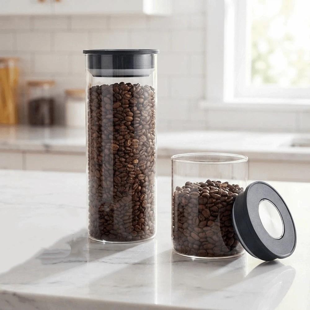 Press Type Vacuum Coffee Canisters Glass Tea Storage Container Food Storage Jar Grain Storage